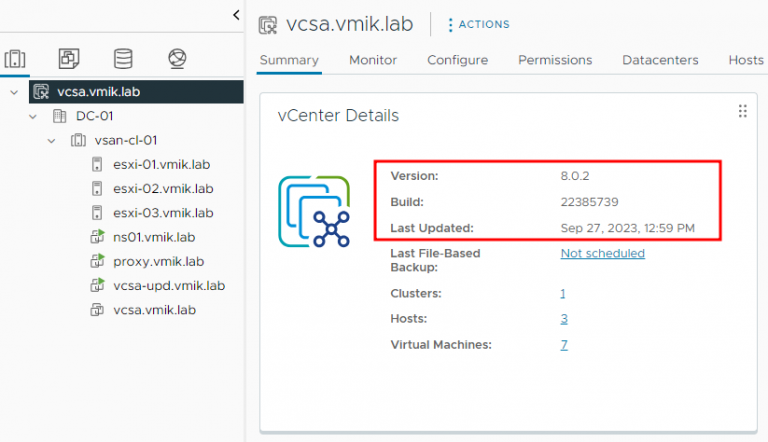 Updating the VMware vCenter server from version 8.0 U1 to 8.0 U2 using ...